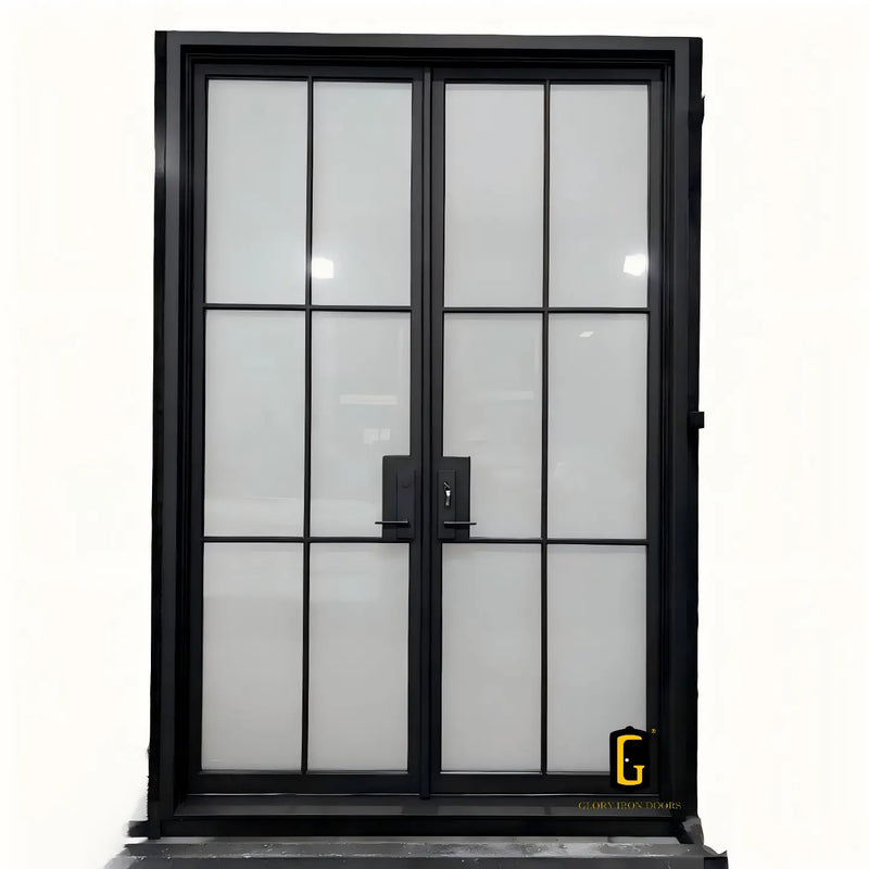 Modern iron French door with privacy glass