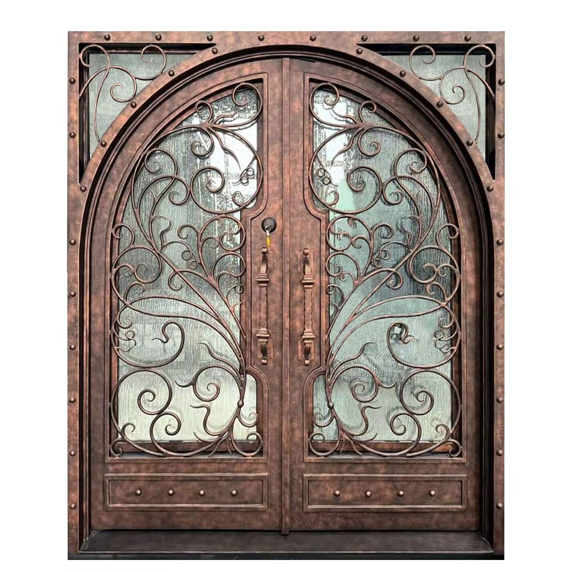 gloryirondoors custom design iron double front door square top 