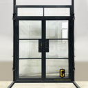 Custom steel French entry door with square transom