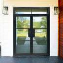 3 lite iron French double door with square transom