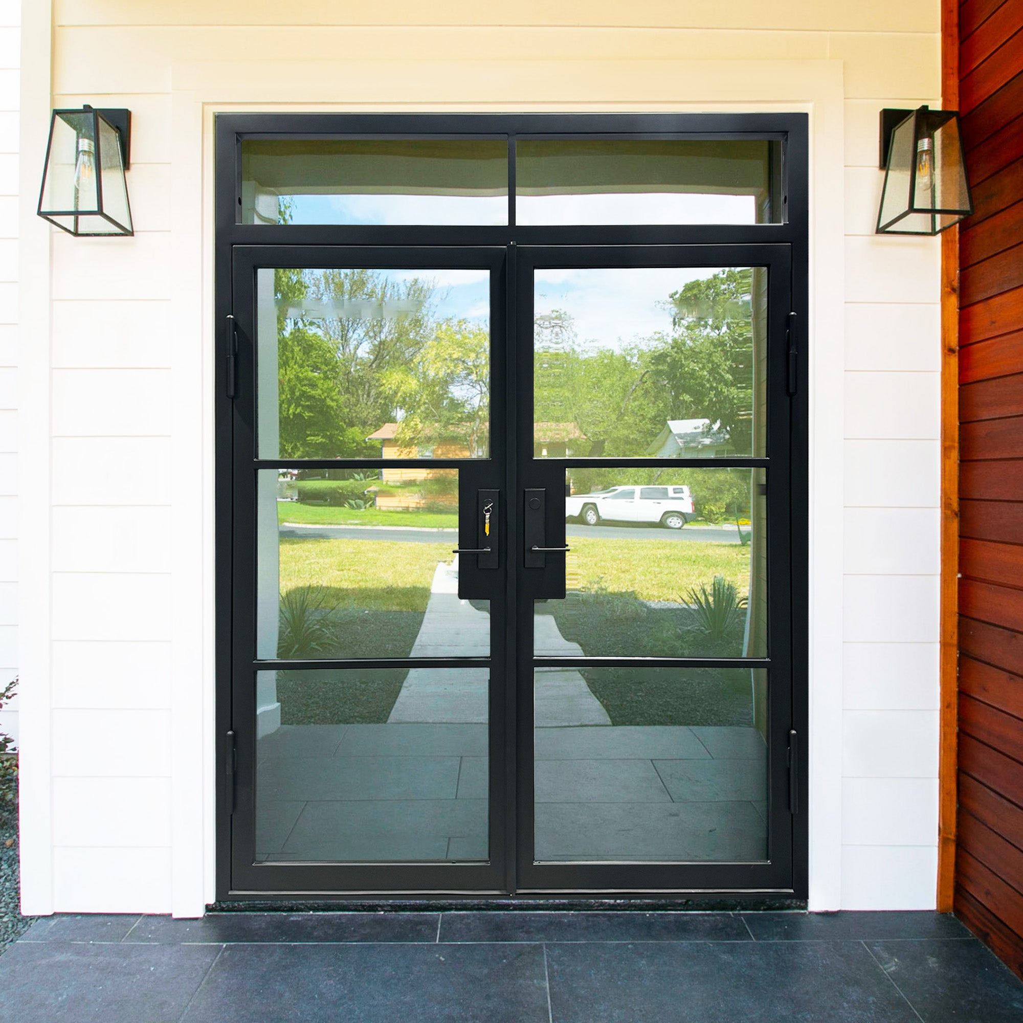 glory iron doors black iron french door with transom