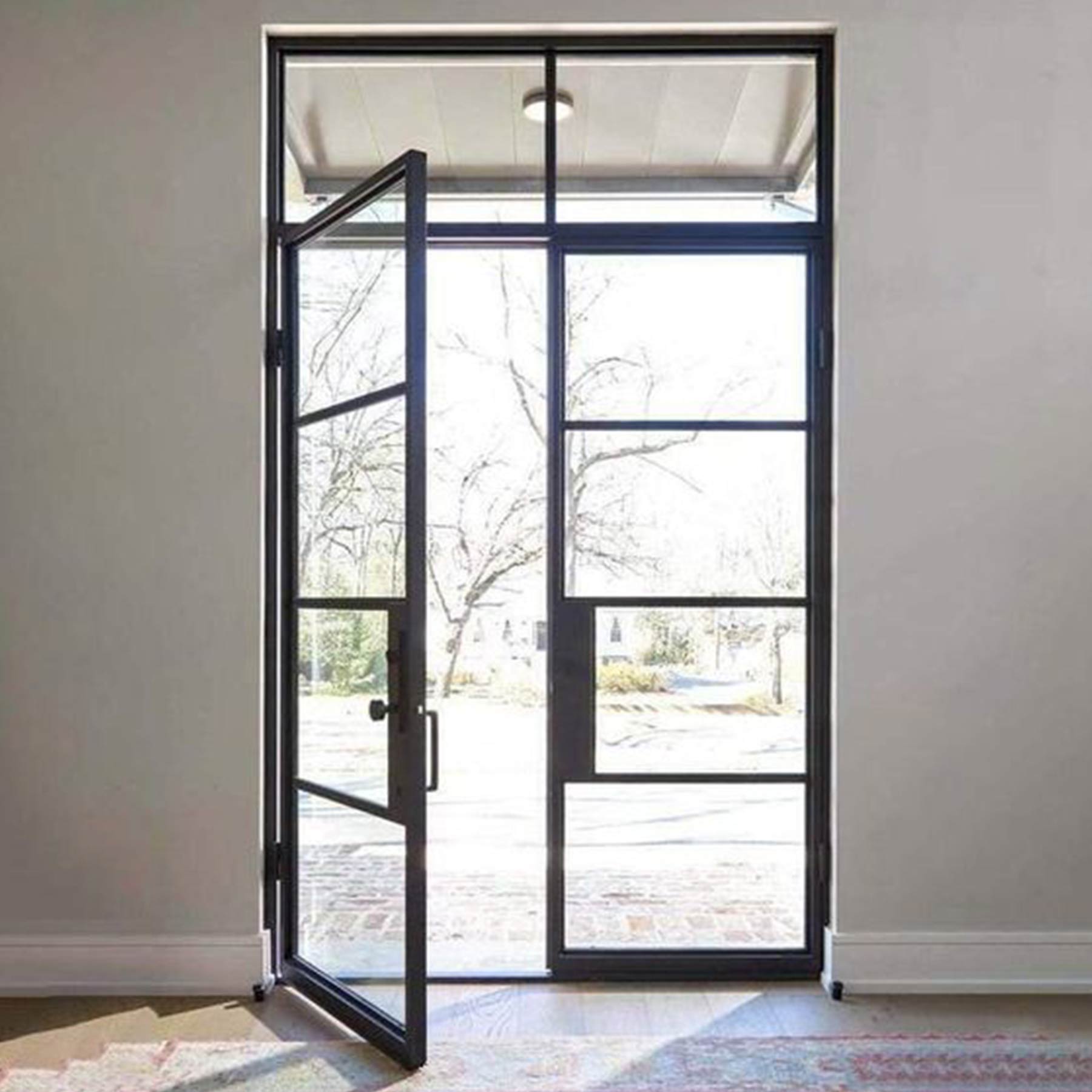 gloryirondoors steel frame glass double door with transom