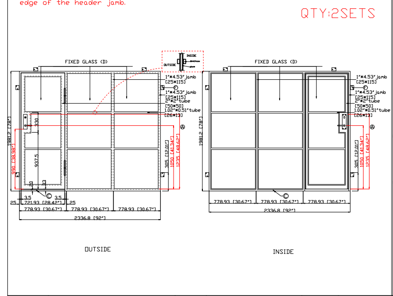 Custom Link For Celeste GID Iron French Single Door With Sidelights-2 Sets