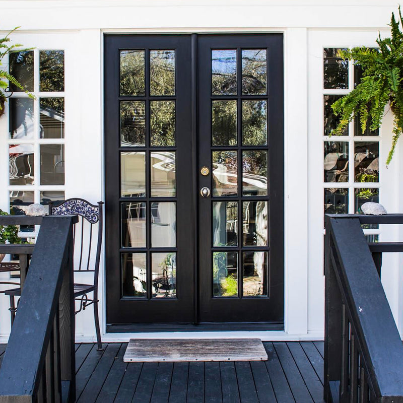 10 lite steel French double door with reflective glass