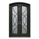 simple design wrought iron double door with arch top