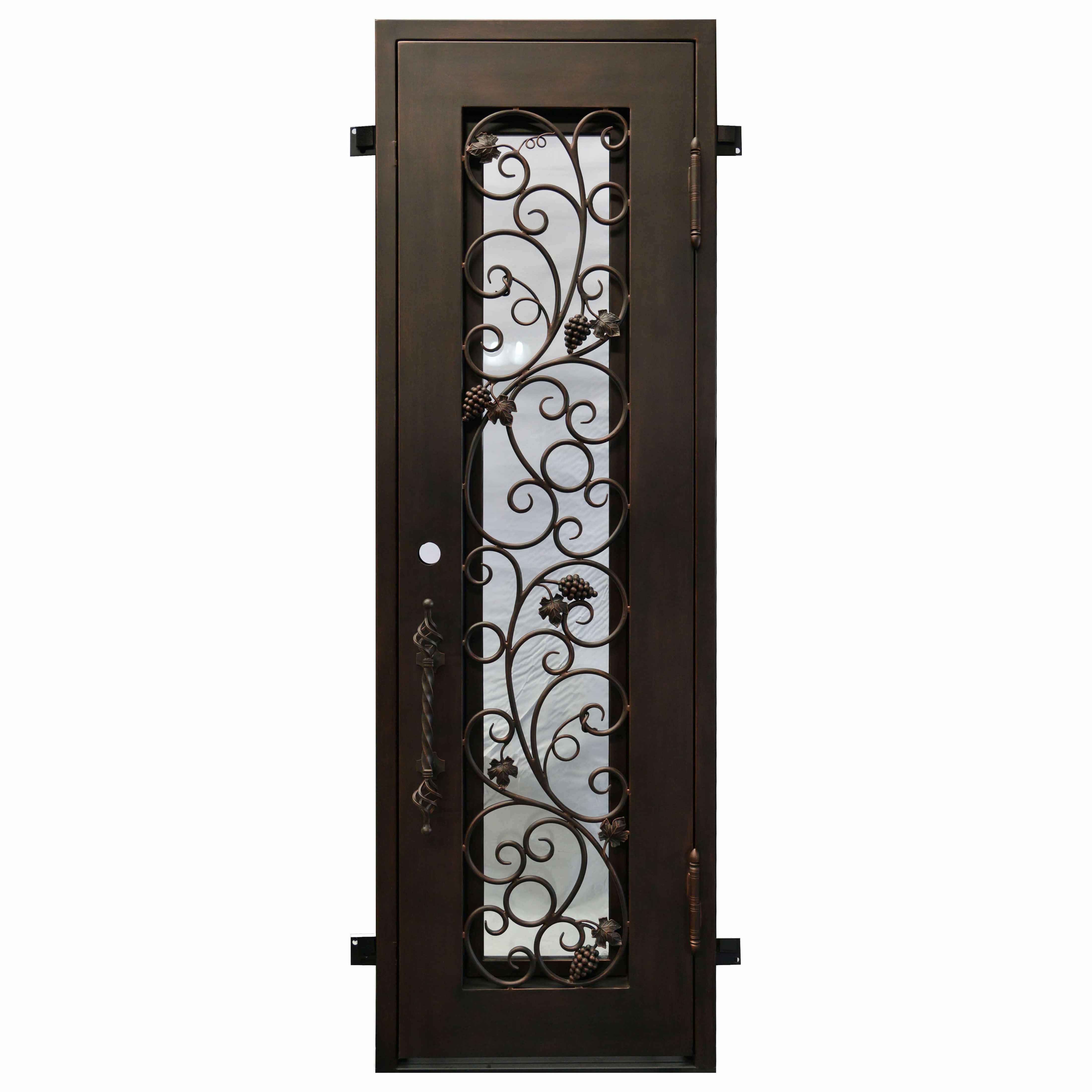 wrought iron crafted narrow size single door with square top