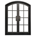 Thermal break arched 8 lite iron French double door