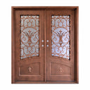rusty color design wrought iron double door with kickplate
