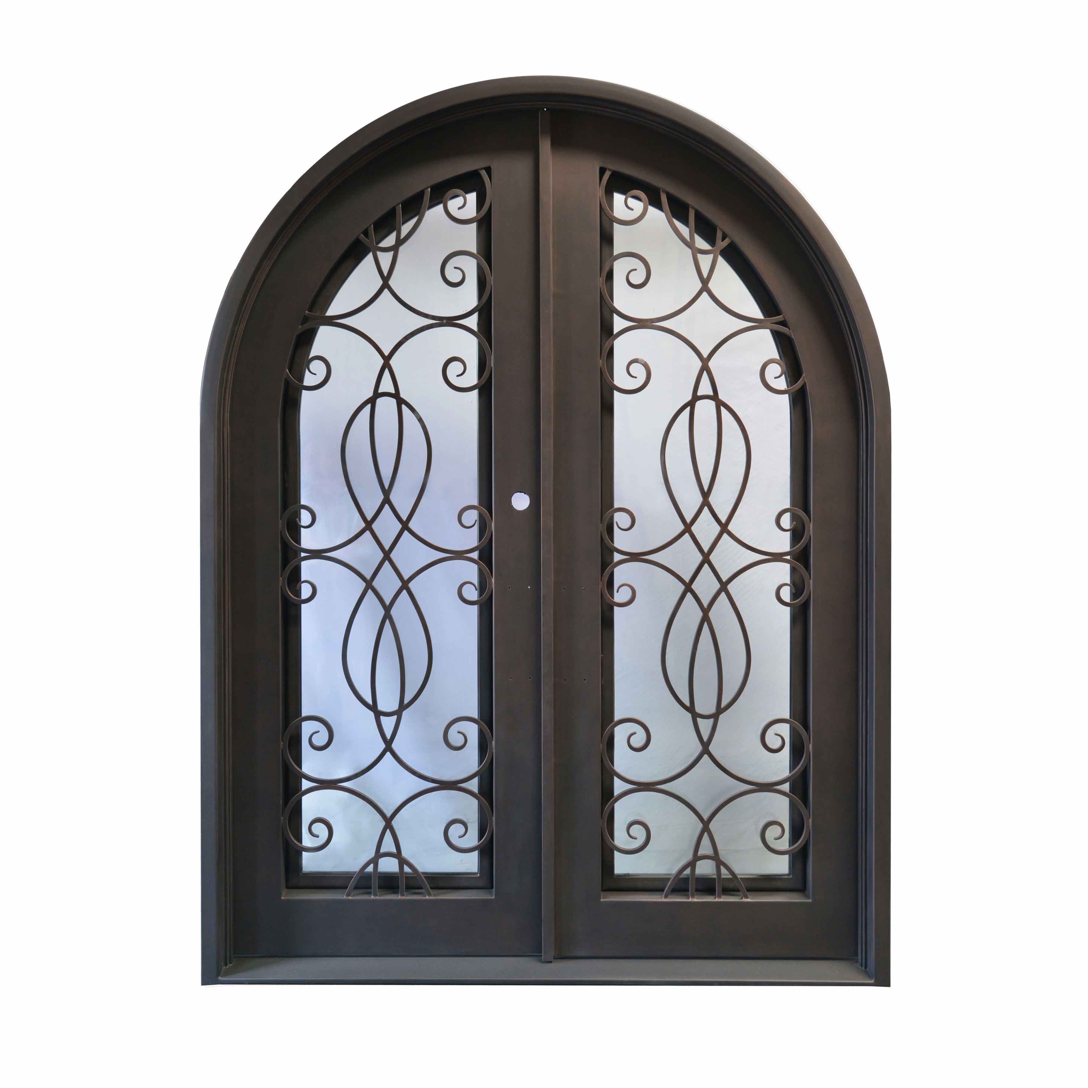 thermal break Big size iron forged double door with beautiful scrollwork