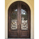 gid round top iron exterior double door with fancy scrollwork 