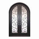 thermal break metal frame wrought iron double door with fully arched top