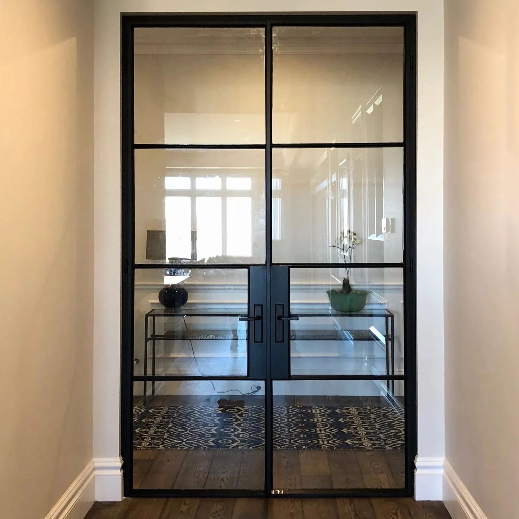 Thermal break iron french double door with 4lites