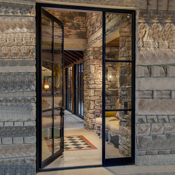 Thermal break iron French single door with one sidelight