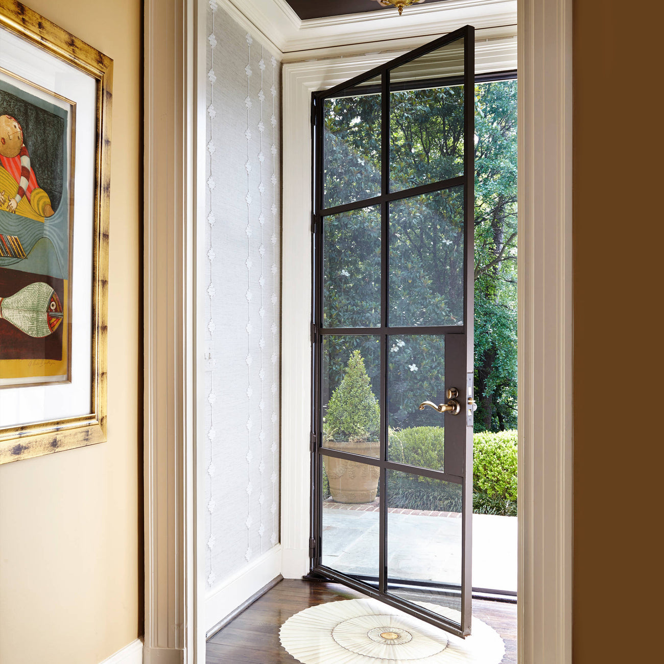 GID Thermal Break Iron French Single Patio Door With Tempered Glass