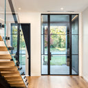 Thermal break iron French single door with two narrow sidelights