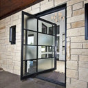 gloryirondoors thermal break iron patio pivot door with clear and frosted glass