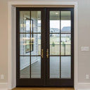 gloryirondoors Black iron double French patio door with clear divided glass panels