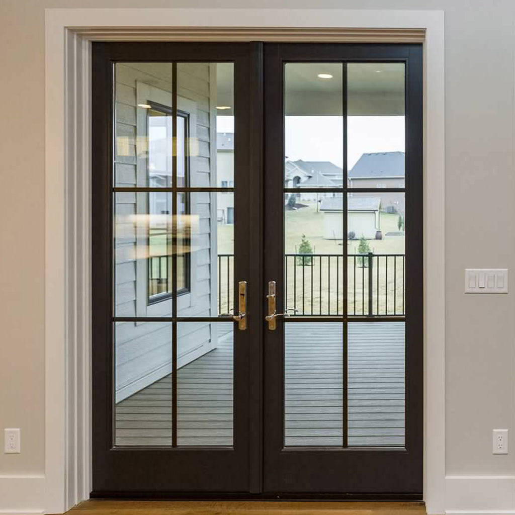 GID Iron French Exterior Double Door With Square Top Clear Glass