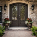ORB arched wrought iron double front door with scrollwork