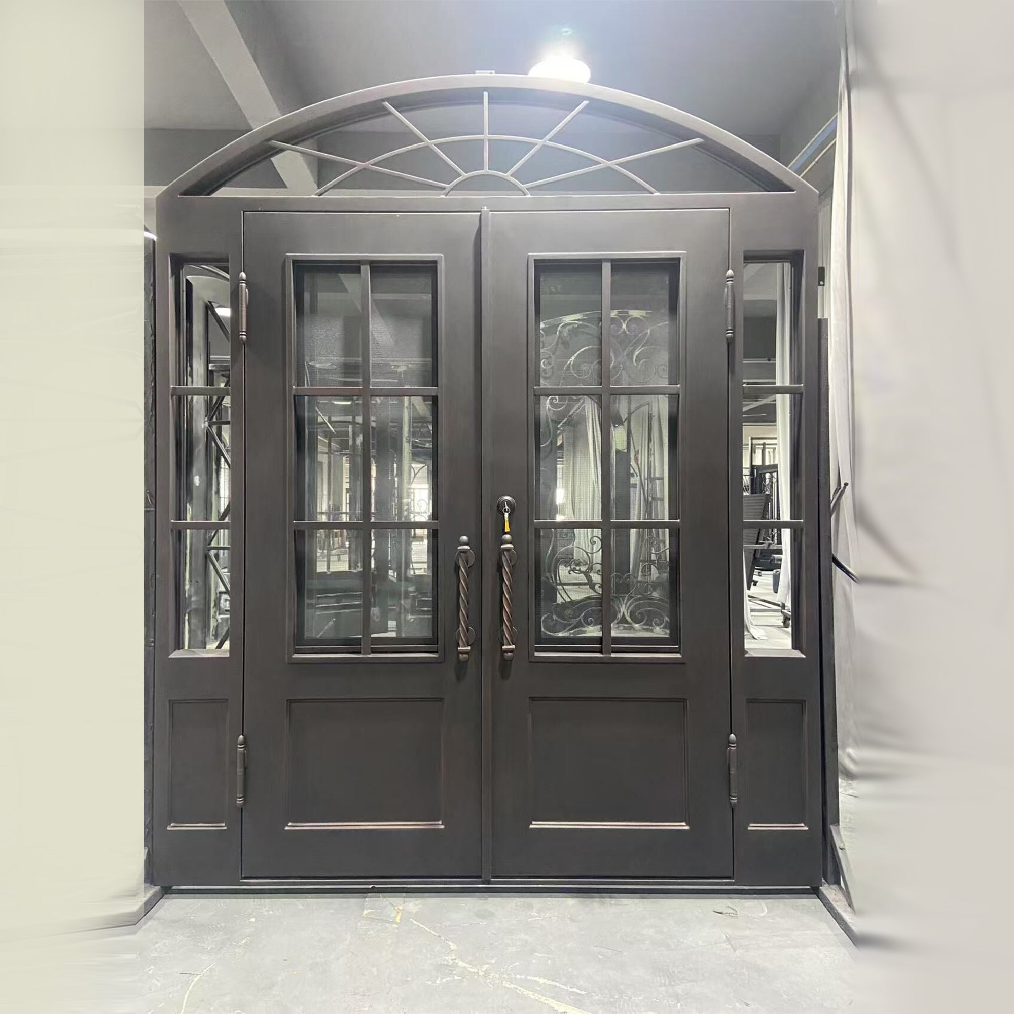Iron French Door Range Hood With Transom