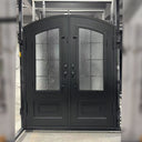 Customized rought iron front double door with aquatex glass