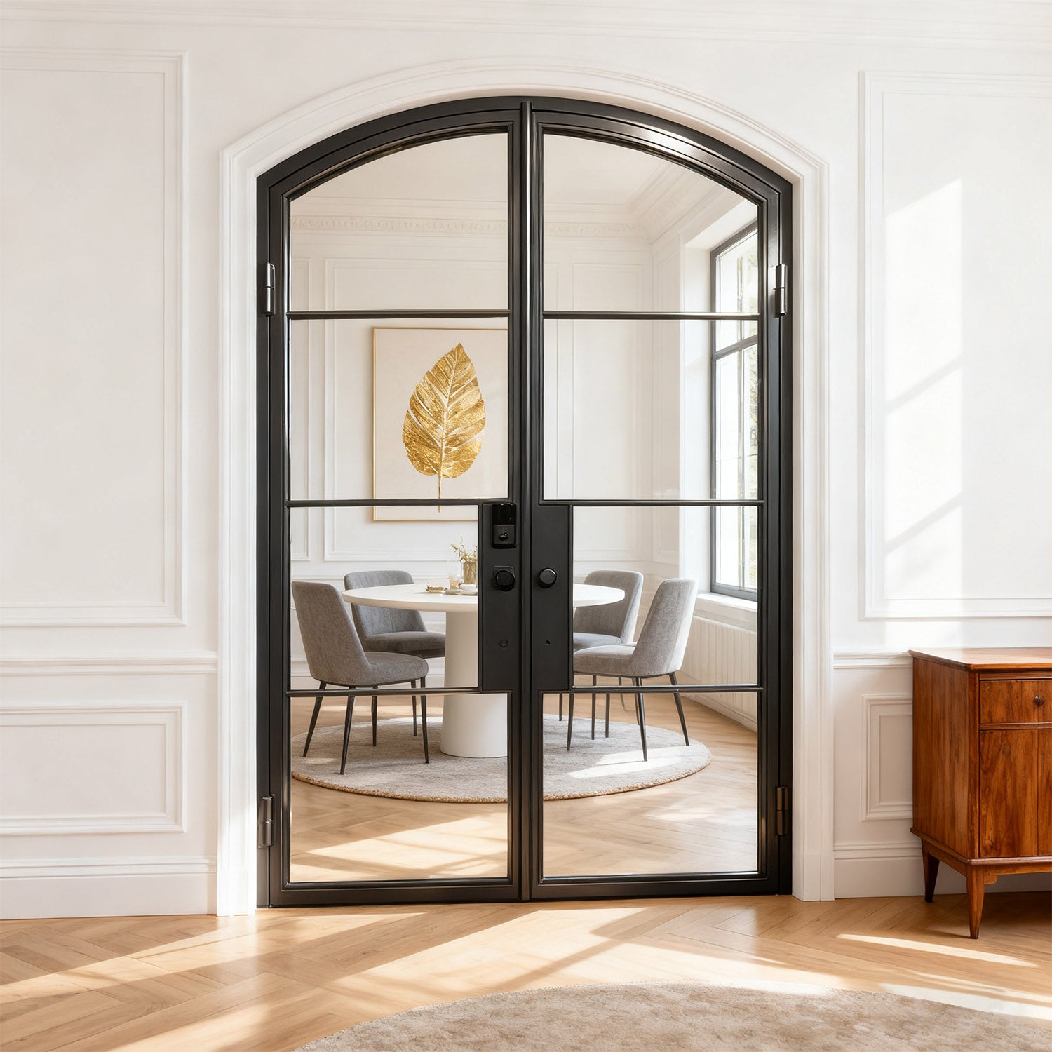GID High Quality Iron French Interior Double Door with Arched Top IFD023