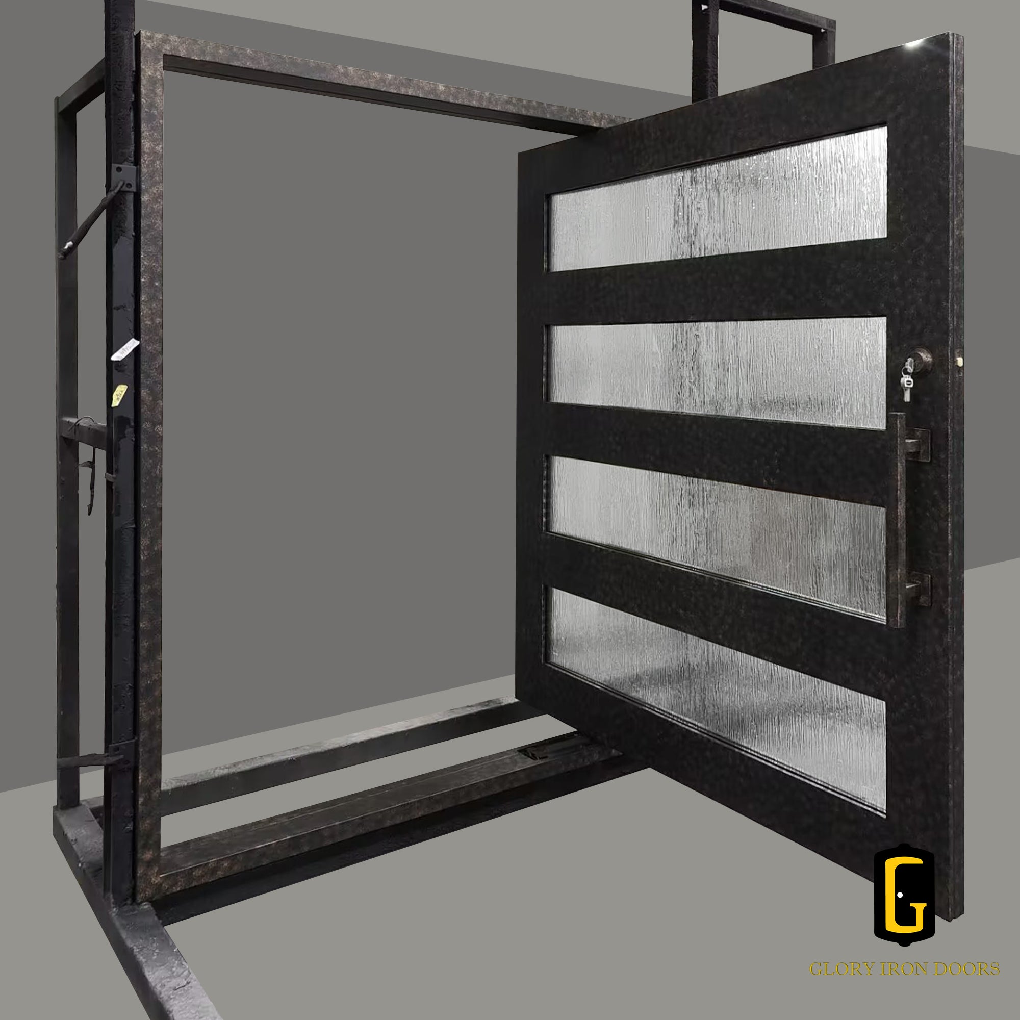 GID Custom Design Thick Frame Iron Pivot Entry Door PD104