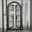 Black iron french double door with 4lites