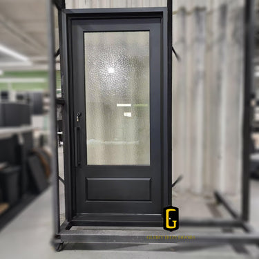 Exterior steel French door with lower kickplate