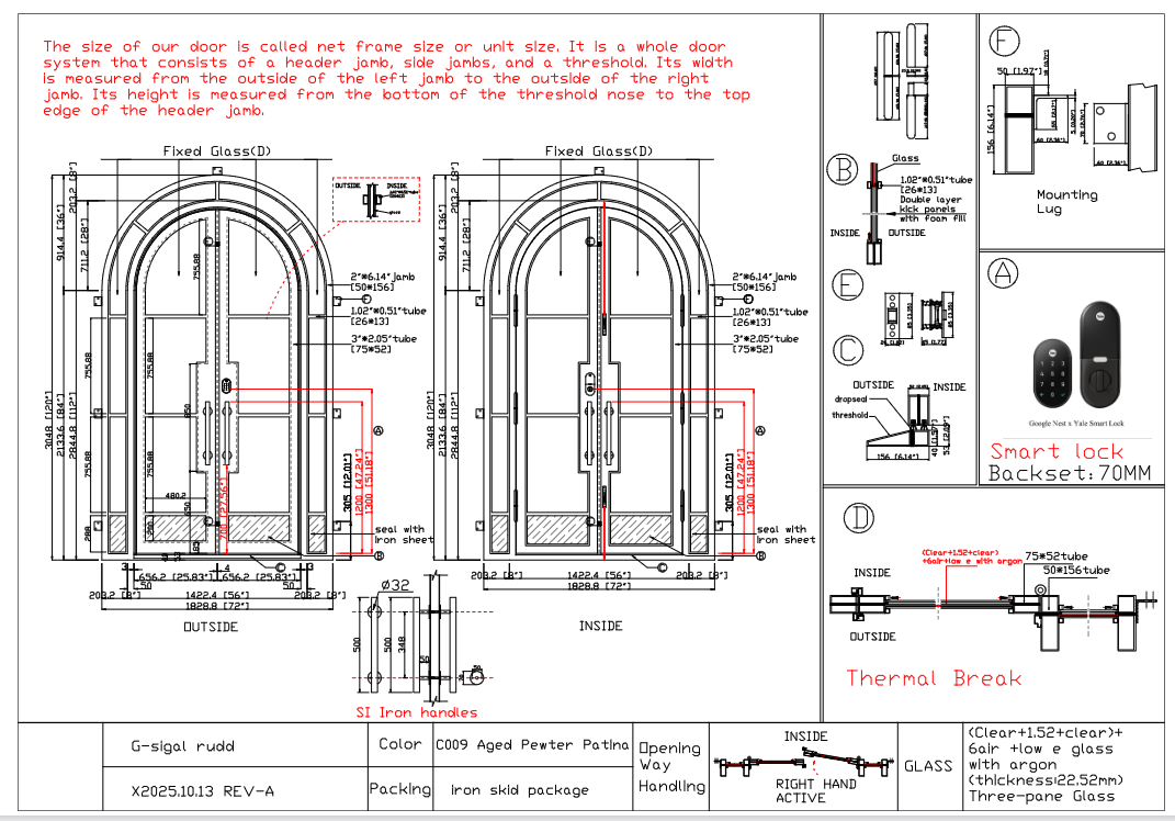 Custom Link for Sigal Rudd GID Round Top Double Iron french door TFD038