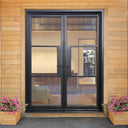 Wrought iron French double door with glass panels