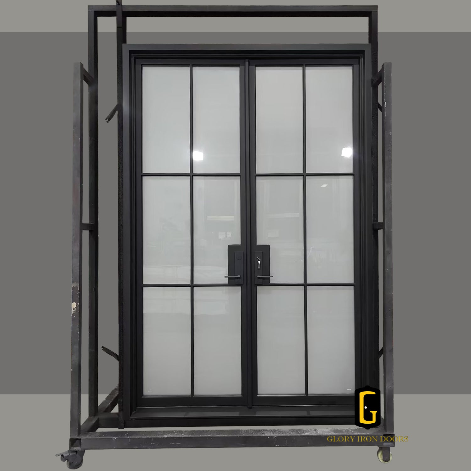 Insulated frosted glass French door for exterior entry