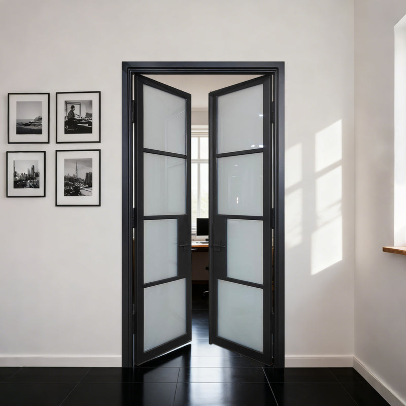 GID high quality iron french interior door with frosted glass