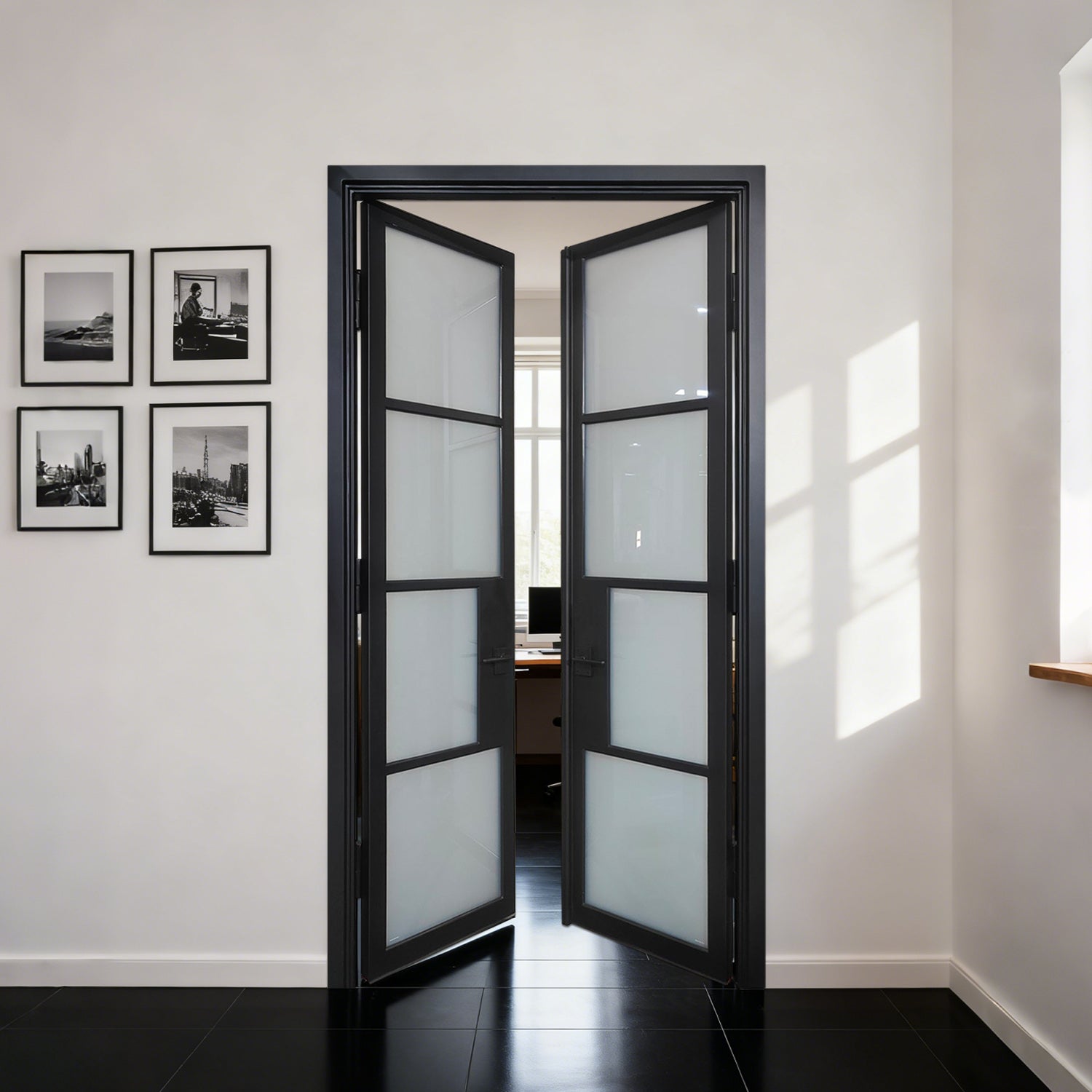 GID high quality iron french interior door with frosted glass