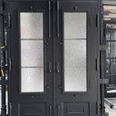 gloryirondoor custom made wrought iron double door with matt black color