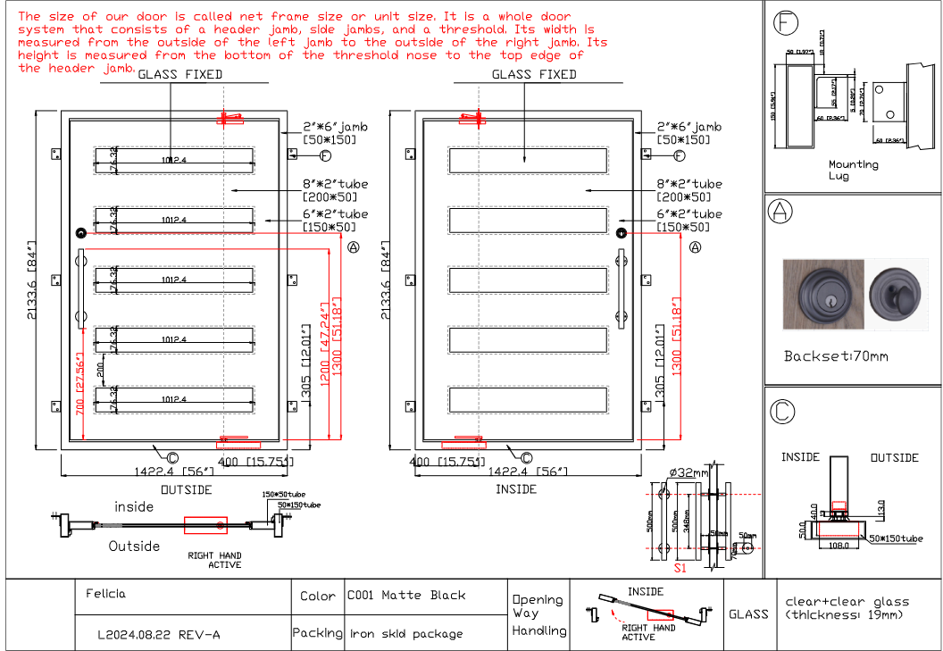 Custom link for Felicia GID High Quality Contemporary Inswing Iron Pivot Entry Door PD107