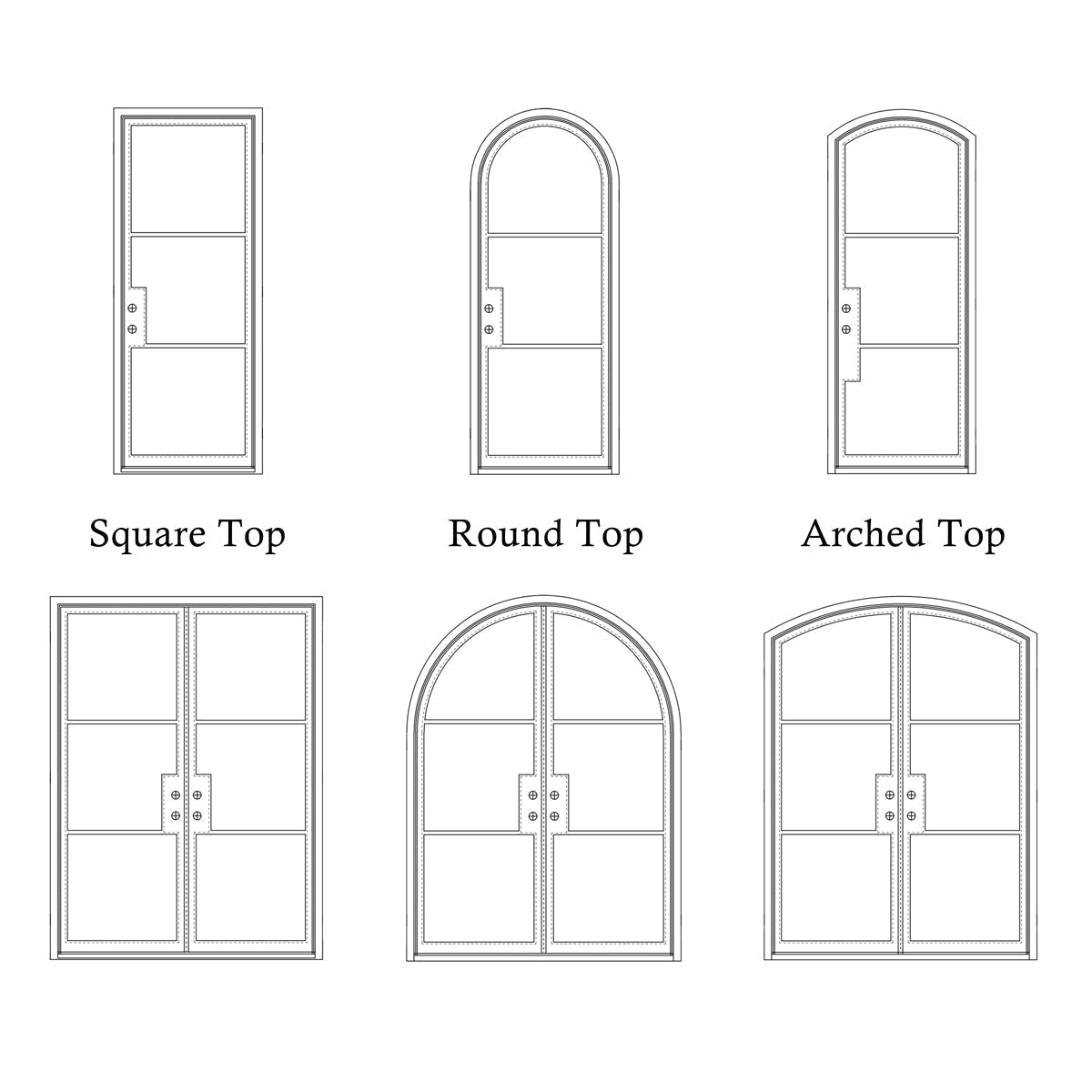 GID Iron Double French Exterior Door With Square Top Neat Design FD023