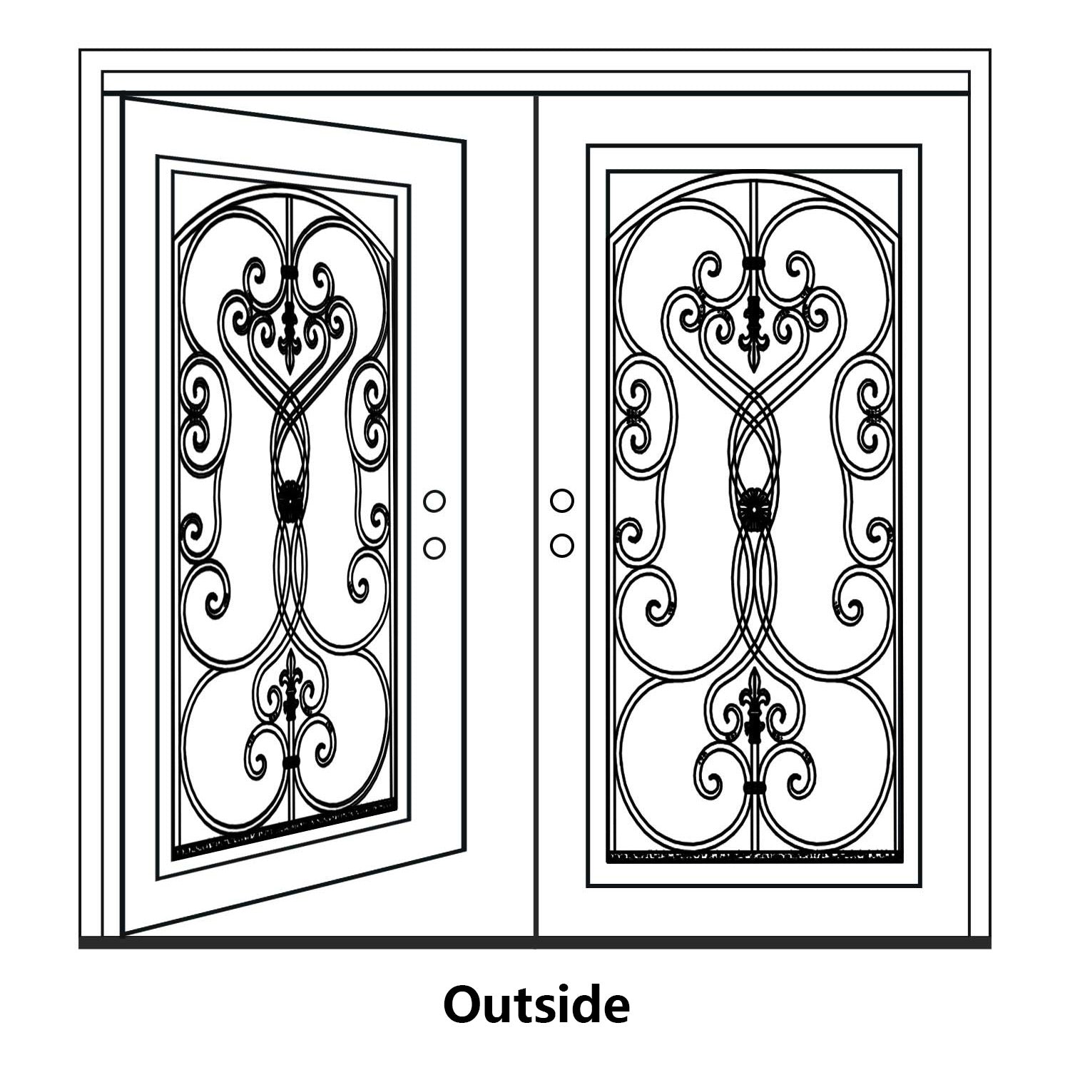 Glory Iron Doors double door left hand in swing direction