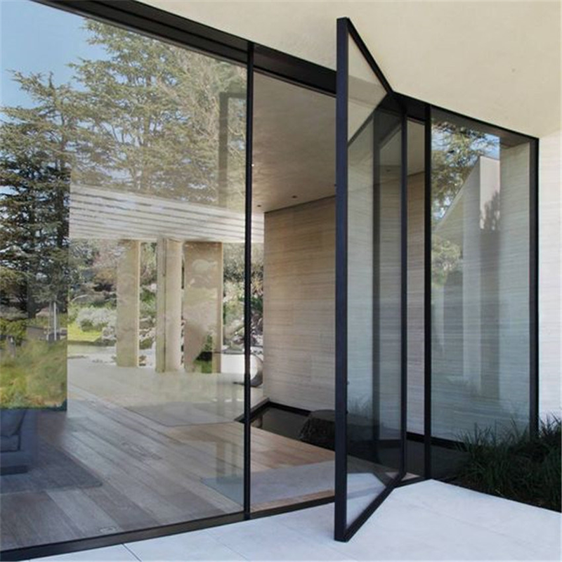 GID Thermal Break Iron Pivot Entry Door with Full Panel Glass