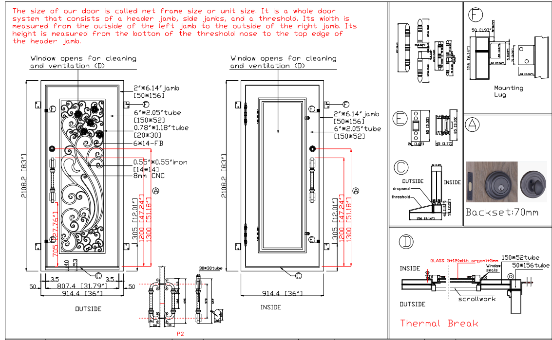 Custom Link for Danielle Macron GID Custom Made Thermal Break Single Iron Front Door