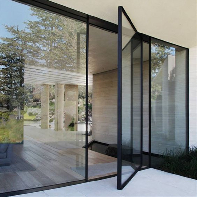 gloryirondoors steel frame full panel glass pivot door with sidelights
