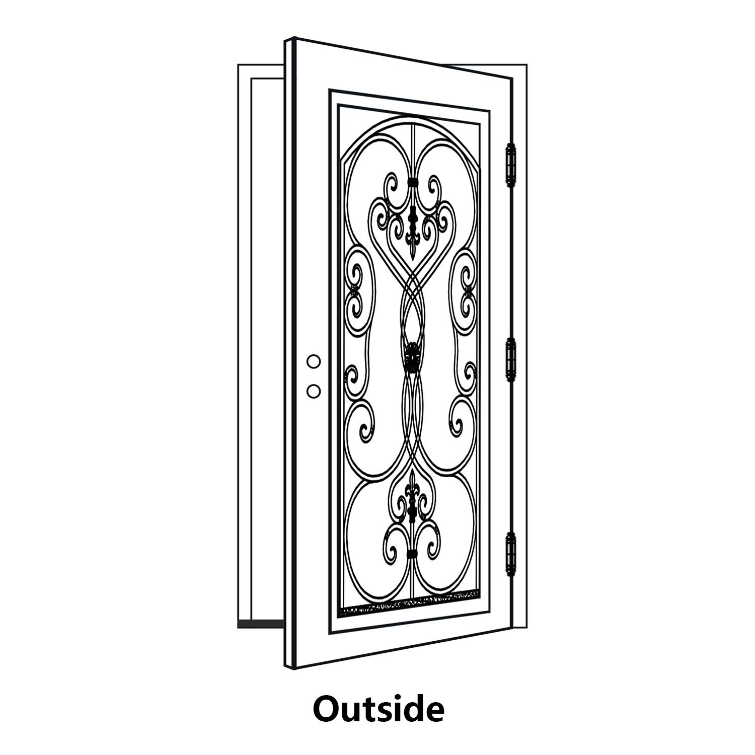 Glory Iron Doors single door right hand out swing direction