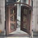 Black iron double door without traditional scrollwork
