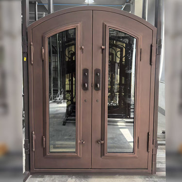 gloryirondoors wrought iron front double door with C002 color