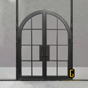 Black iron French door for custom front entry