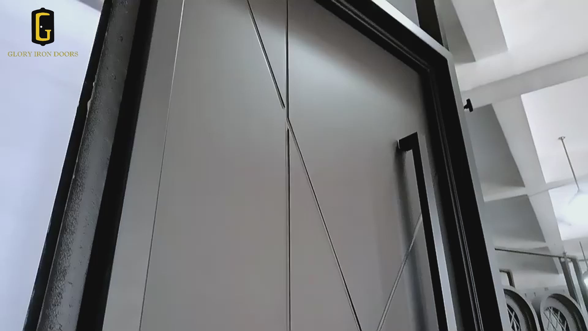 gloryirondoors black hand made modern iron pivot door for villa or hotel entrance