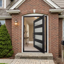 Gold Bronze iron pivot door with four lite glass