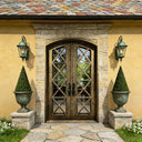 Thermal break iron double entry door with gray tinted glass