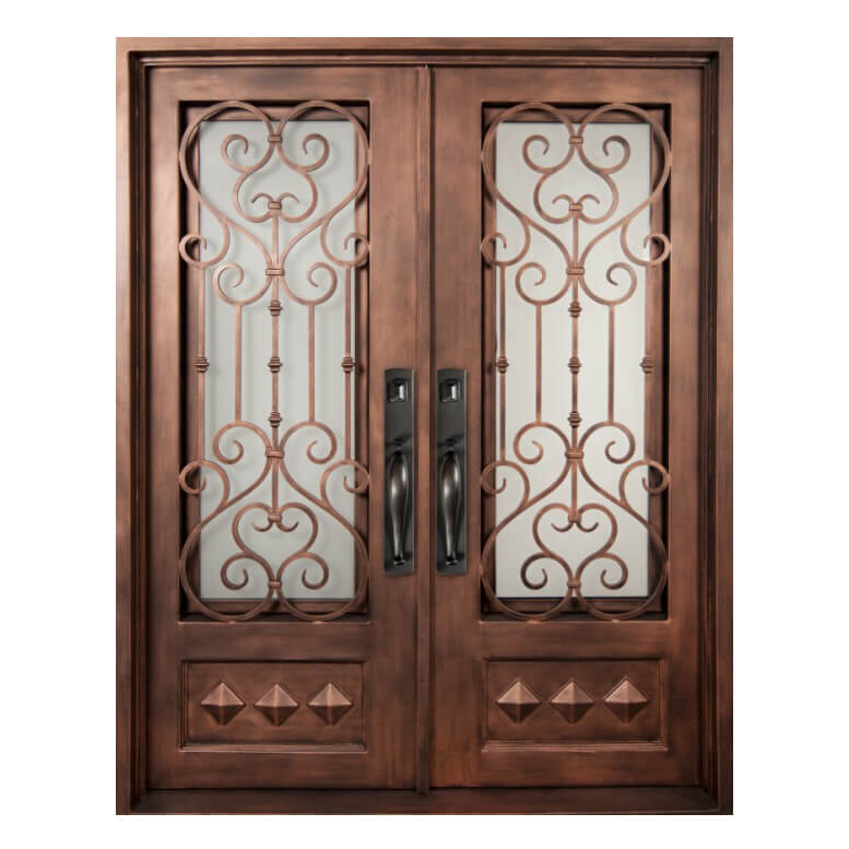 GID Wrought Iron exterior double door with square top 