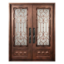 GID insulated Wrought Iron exterior double door with square top 